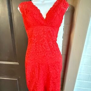 Guess Vibrant Red Floral Lace Dress